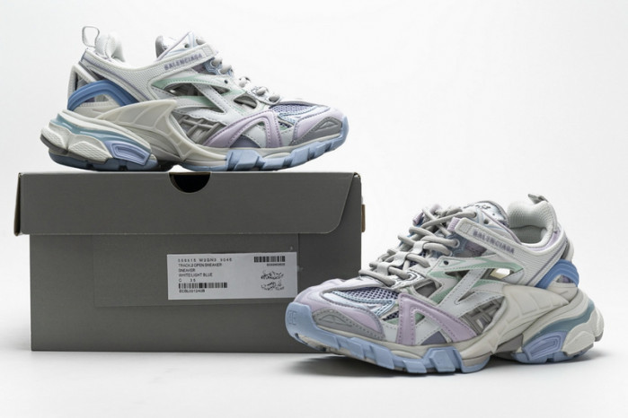 belanciaga Track 2 Sneaker White Light Blue 568615 W2GN3 9045