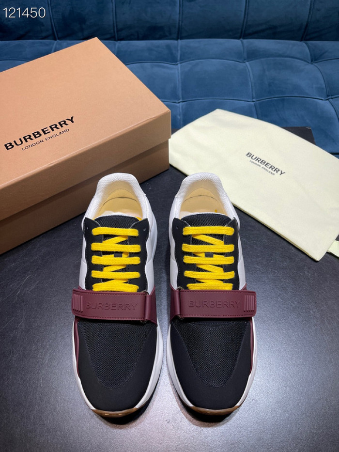 B**rry vintage check, leather and mesh sneakers