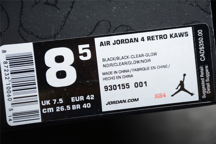 kaws x air jordan 4 retro 